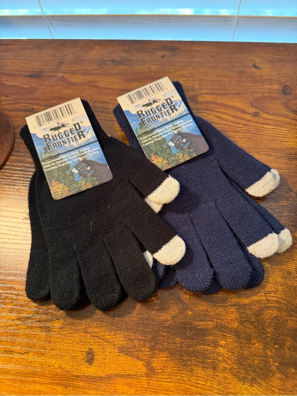 Men’s Touchscreen Knit Gloves - Black & Navy